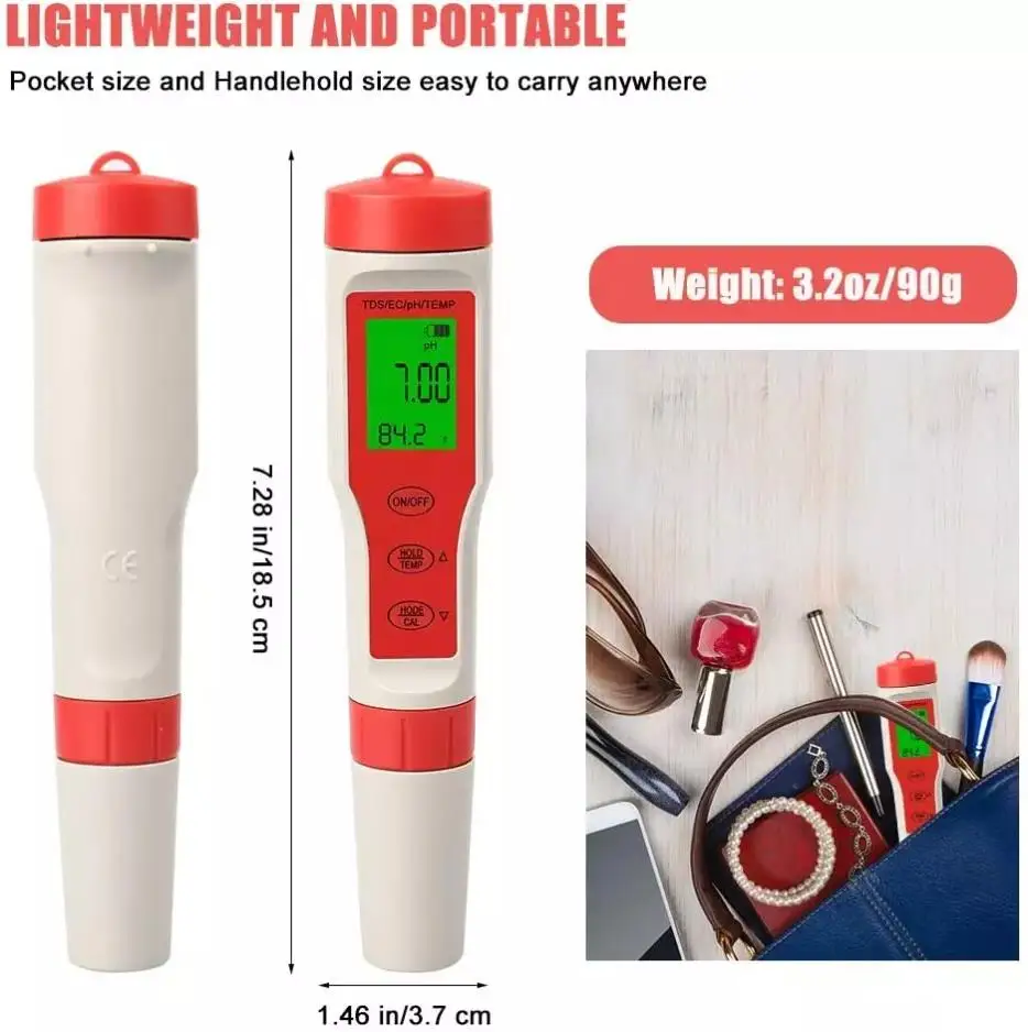 Laboratory 4 IN 1 PH Meter Lcd Digital Electric Tester Pen Portable PH Meter