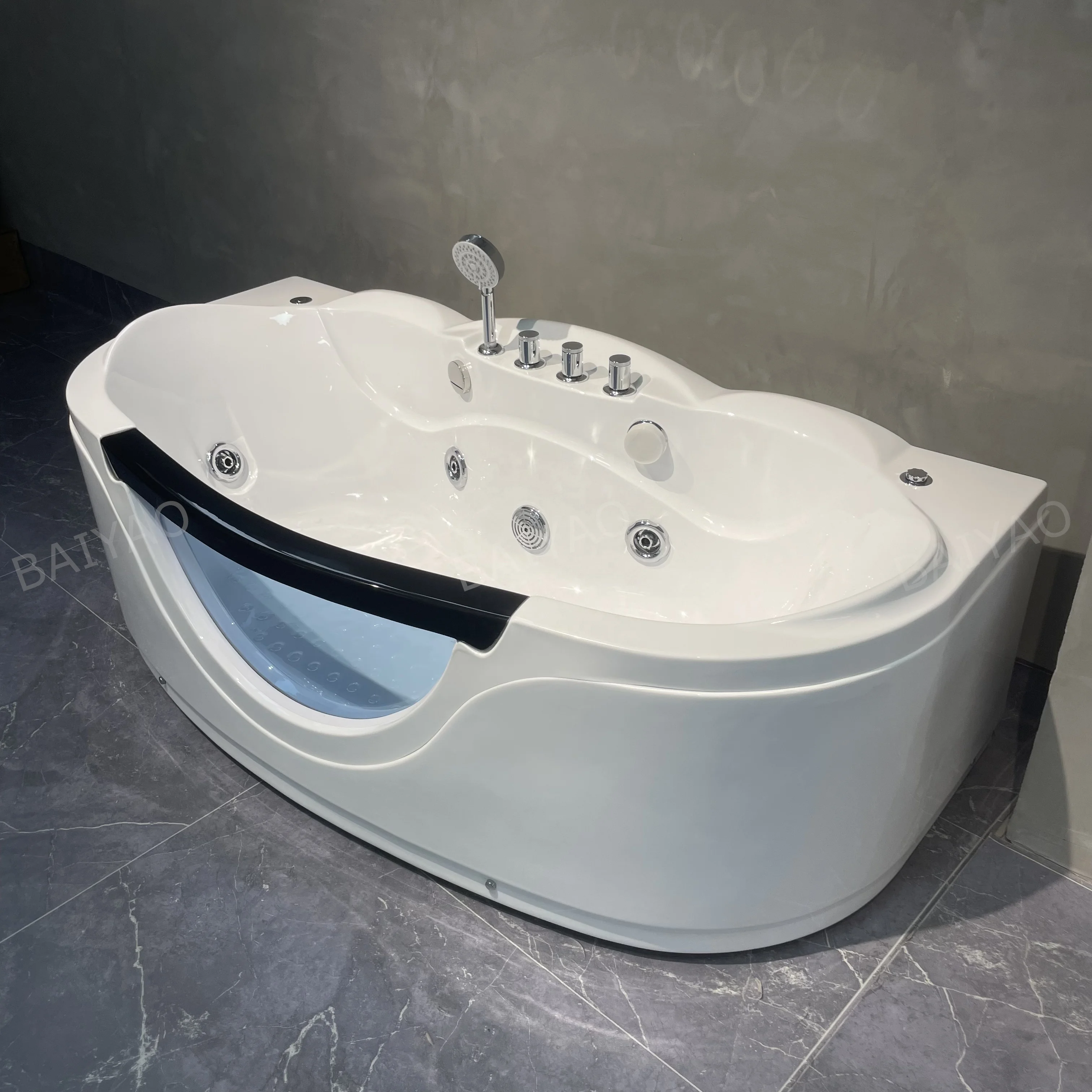 Victorian Garden Jacuzzier Deluxe Double Acrylic Bath With Massage Jets & Colorful LED Display