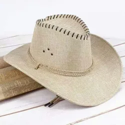 Summer cowboy hat westem hats straw Western Style Leather Cowboy hat for Men and Women Old Style