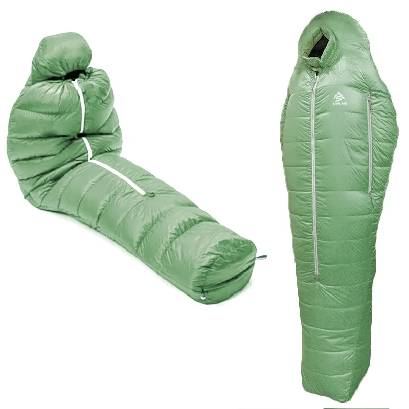 LIPEAN 2022 New Coming Wearable 4 Season Ultralight 850fp Mummy Down Sleeping Bag with Center Zip for Indoor Outdoor