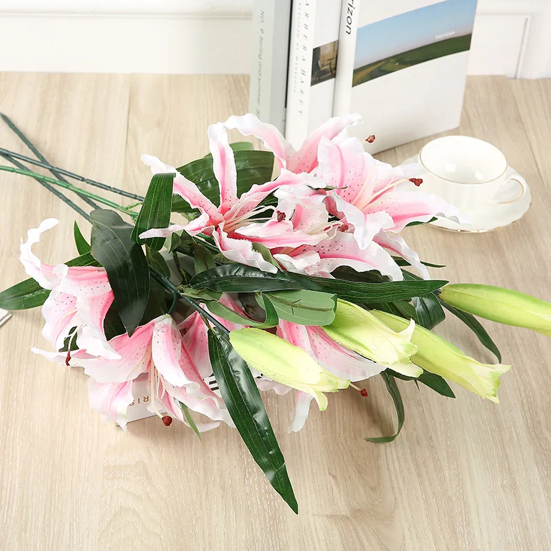 Artificial flower wild lily wholesale wedding bouquet decoration silk cloth lily flower beautiful bouquet