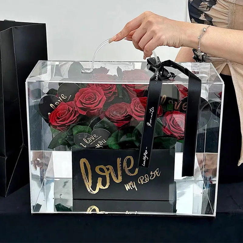 Festival gift box multifunction size customized storage box flower acrylic box with lid