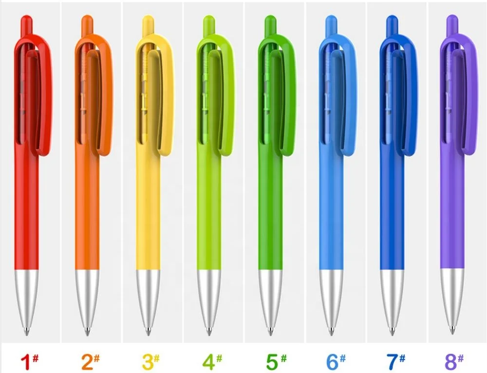 advertising branded names logo promotional blank white red blue green orange plastic ballpoint pen custom
