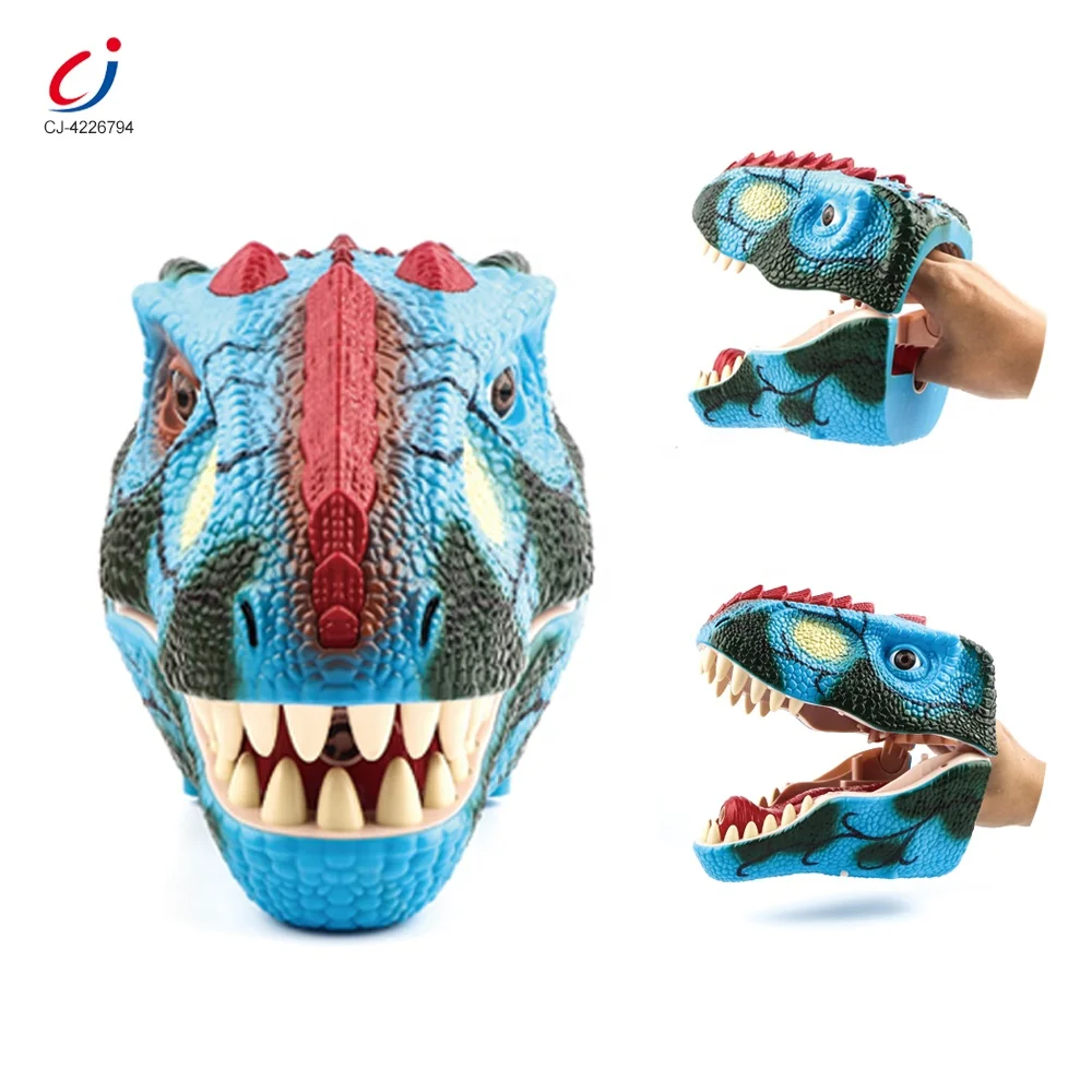 Chengji kids role playing game interactive toys electric realistic spray dinosaur hand puppet with light and sound