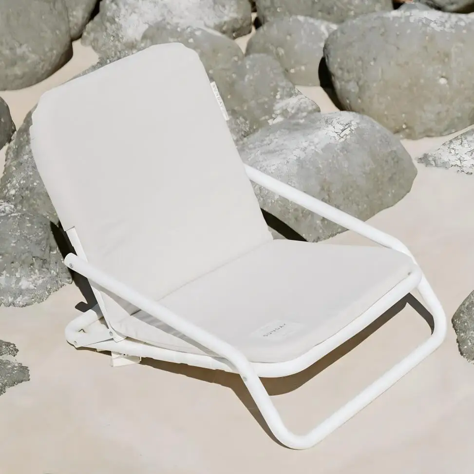 Custom Premium Portable Outdoor Recliner Low Beach Chair, Lightweight Folding Aluminum Camping Picnic Pool Park Sand Lounger