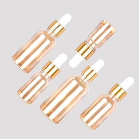 Hot Sale Custom Glass Essential Oil Dropper Bottles for Cosmetic Skin Care Pipette Container Packaging Amber Gold