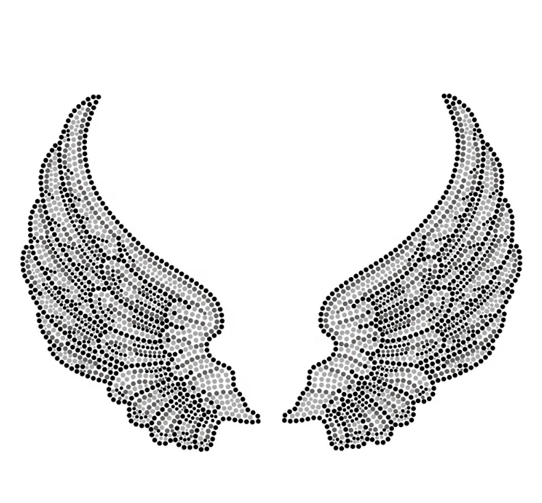 crystal wing rhinestone motif heat press rhinestone transfers pink angle wing rhinestone transfer custom