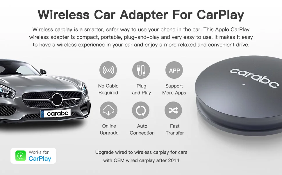 CARABC Wireless Carplay Android Auto Adapter Dongle For Oem Factory Wired Android Auto Cars Adapter Wired To Wireless Android