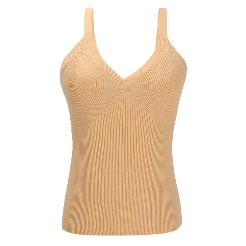 Универсальный топ на бретельках с V-образным вырезом для девочек абрикосового цвета