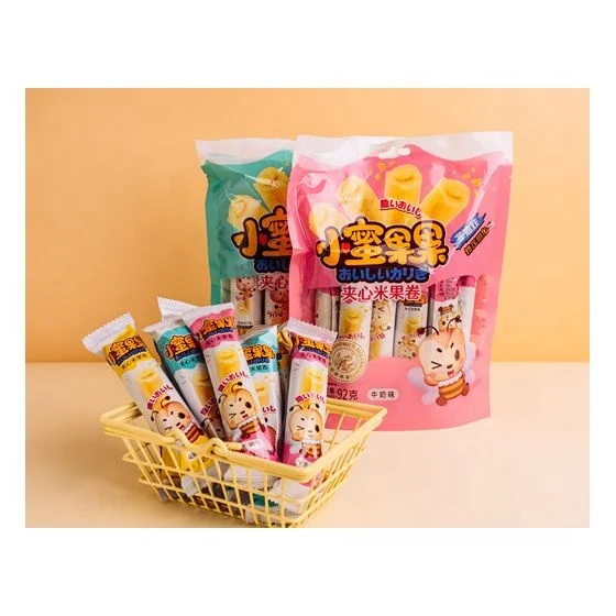 
China Factory Wholesale Cereal Crispy Roll Stick Puffed Food Candy Snacks Sets Cheap Biscuits 