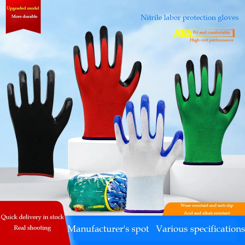 Construction Gloves Disposable Protective  Nitrile and Rubber Gloves For  Men Work Gloves