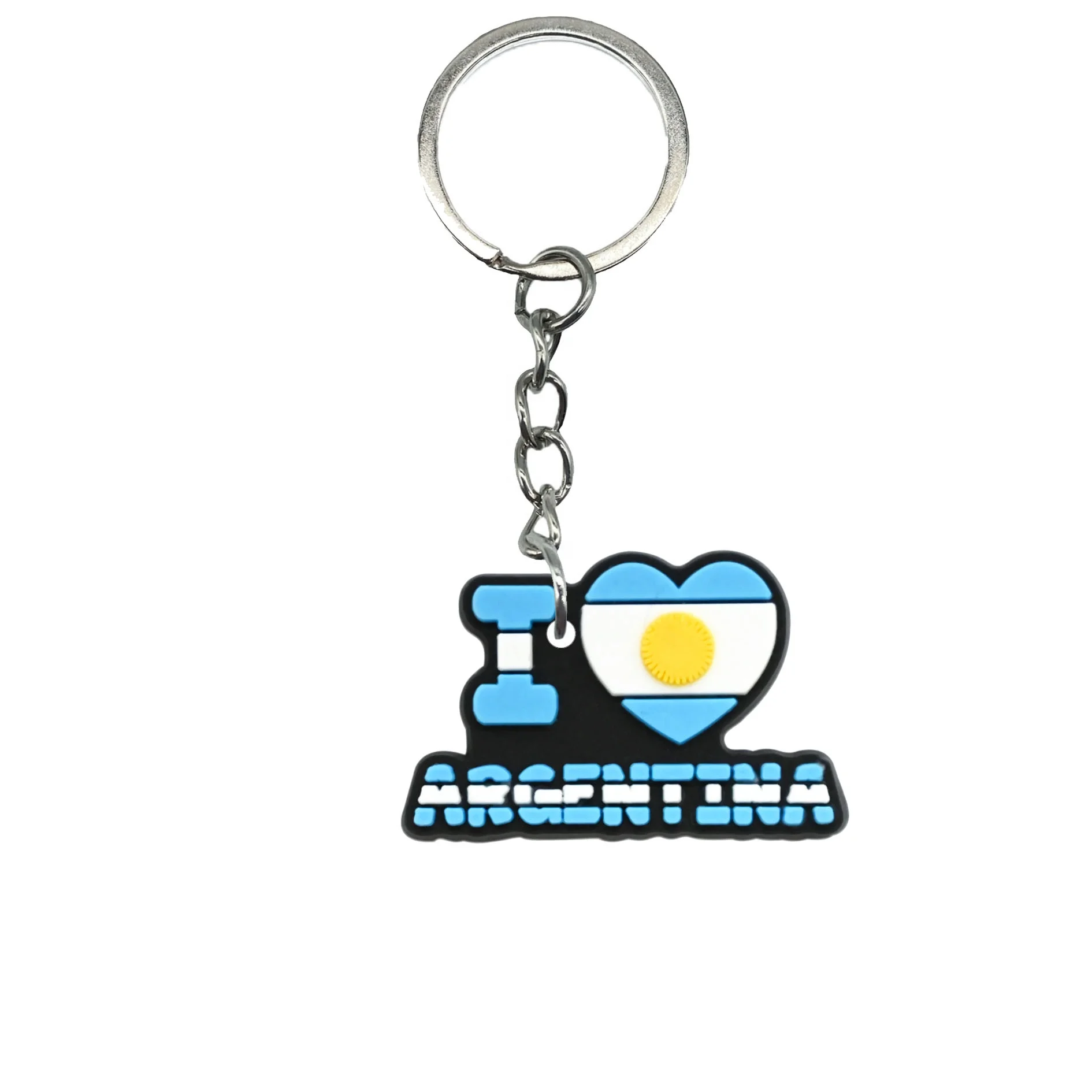 New Arrival 2D PVC Keychains Popular Cartoon Football & Metal Alloy Self-Defense Keychains from Argentina UV Printed Keychains