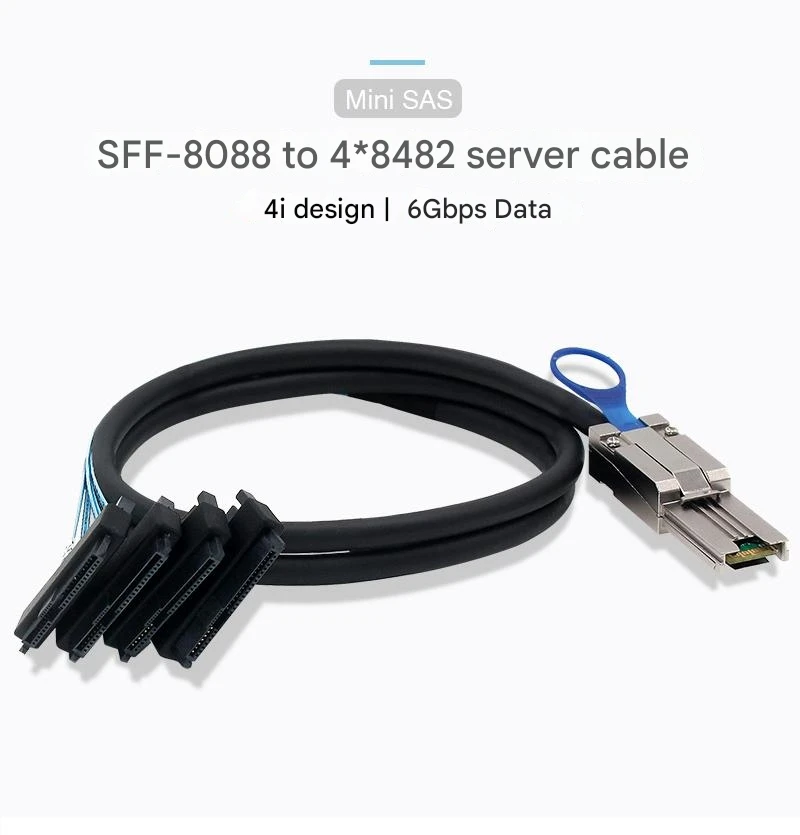 External MiniSAS 8088 to 4*8482+15 Power supply integrated 2m Cable High-Speed Data Transfer Cable for Computers