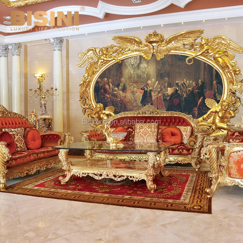 Роскошная мебель бренда Bisini ручной работы для Большого зала, европейская королевская резная секционная мебель из нежного дерева