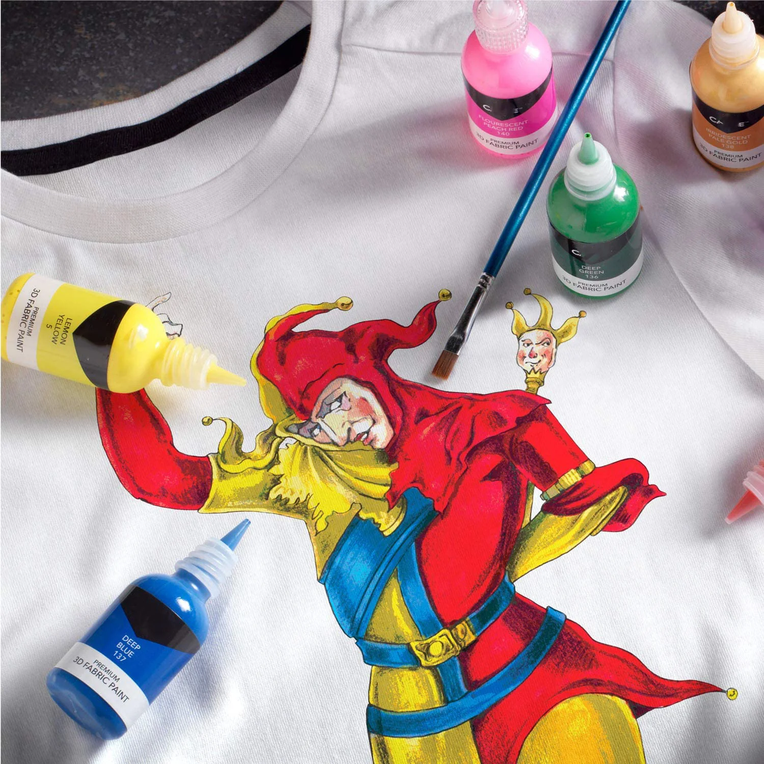 Paint for Fabric Custom 24 Colors 3D Fabric Color Paint Permanent Bottles Set With 3 Paint Brush