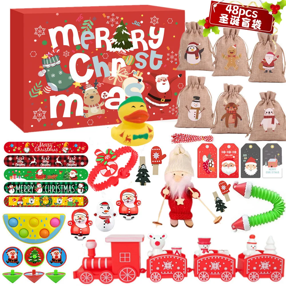 Hot selling creative DIY Christmas Countdown Calendar Stress Relief Hand Tear Blind Box Game Toy for children