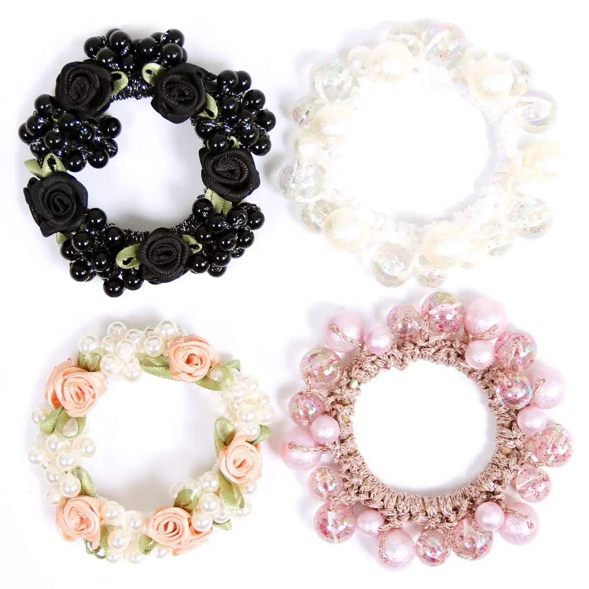 Fashion Children Hair Accessories Pretty  Ponytail Holder Hair Scrunchies Bands Pearl Hair Ties Elastic  for Girls