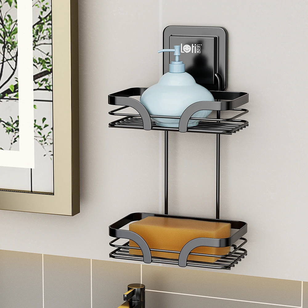 New Design Large Storage Capacity Wall Mounted Bathroom Double Layer Soap Dish Holder