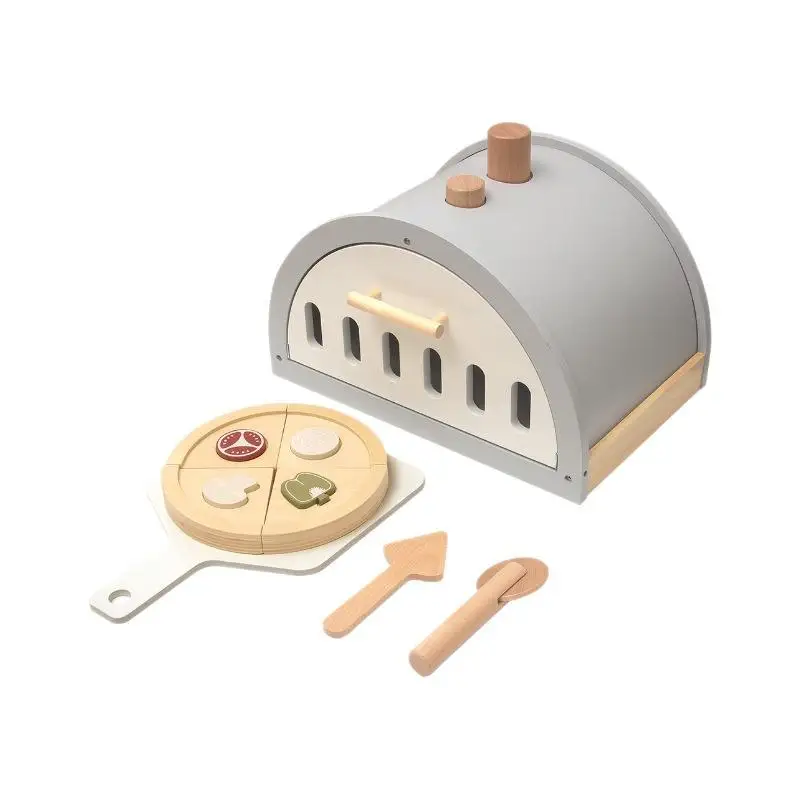 New Simulation Wooden Pizza Oven Kitchen Set Toys Children Early Education Pretend Play Cook Pizza Wooden Toys for Kids