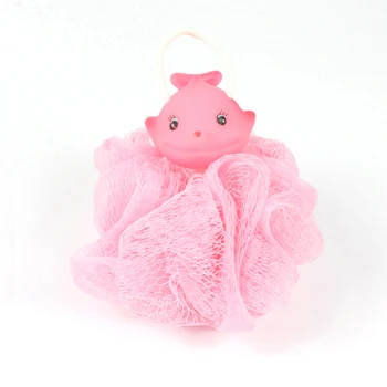 New Design Funny Animal Attractive Loofah Bath Baby Mesh Sponge produced by PE material and added dyestuff