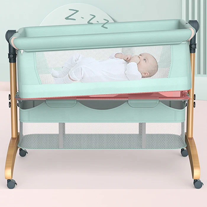 
Adjustable height wood crib newborn baby cot bed crib solid wood 