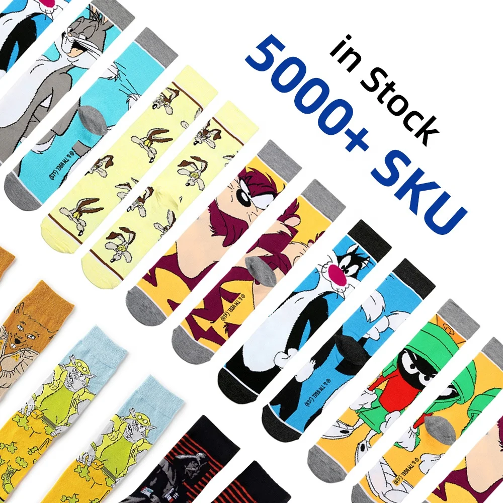 REMOULD Dropshipping Unisex Anime Characters Tube Socks High Quality Cotton Colorful Cartoon Jacquard Socks