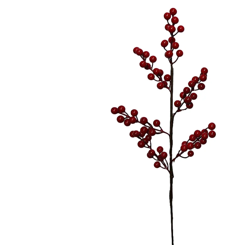 Home Decoration Faux Flower 21 Forks Artificial Plants Christmas Berry Red