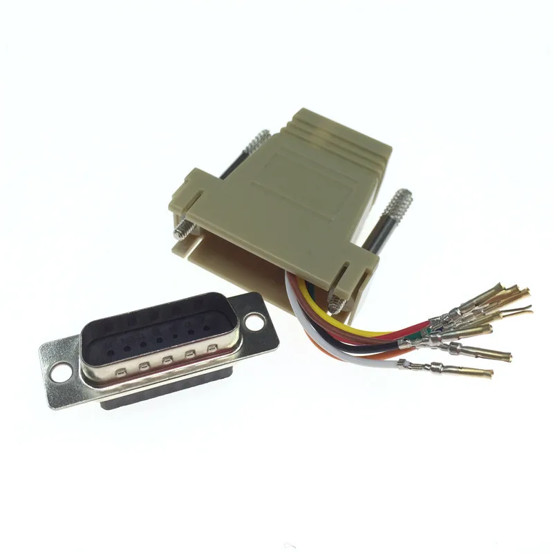 RJ45 TO DB15 Male Female Adapter D type 2row black DB15 to RJ45 connector DB15 to CAT6 adapter Serial port to network