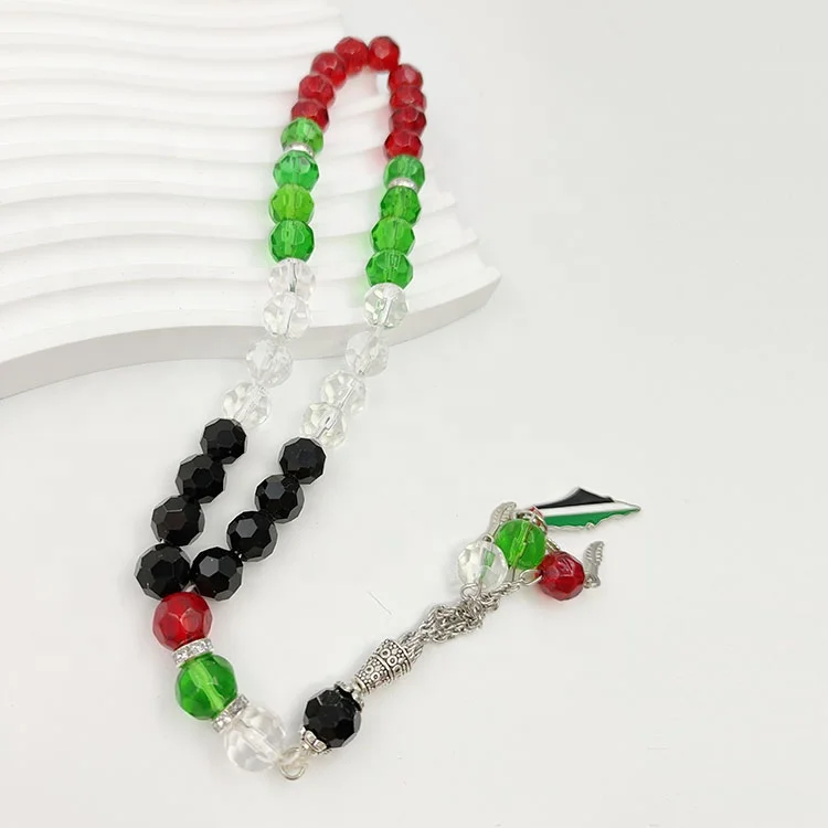In Store 33 Beads 10mm Islamic Palestine Flag  bracelets Tasbih Prayer Beads