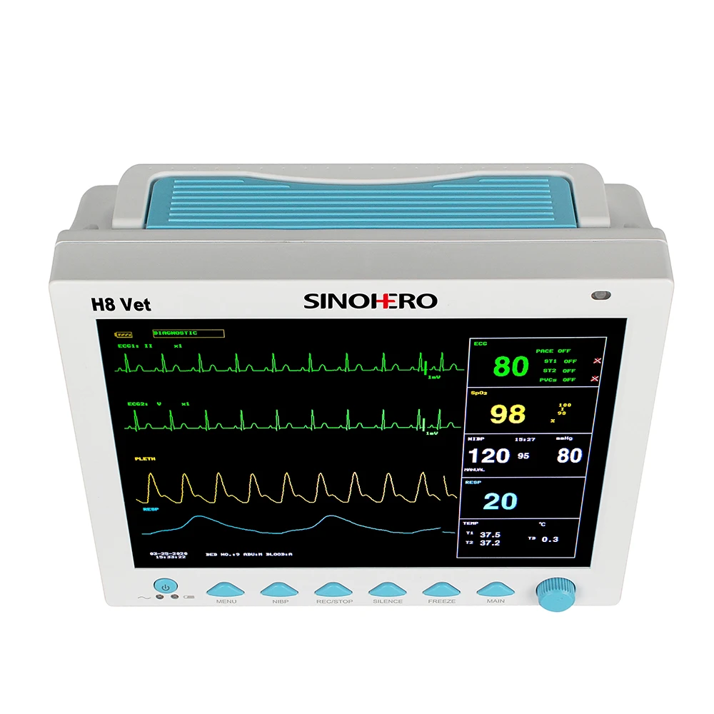 Sinohero 12 дюймов животных портативный Co2 приборы для измерения артериального давления пациента монитор sinohero многопараметрический ветеринарный контроля уровня сахара в крови с капнограф