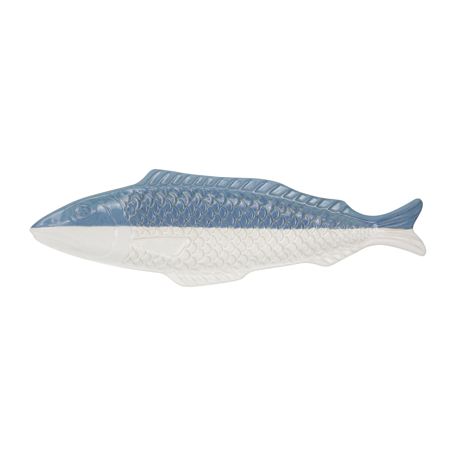 Redeco Ocean Style Tableware Creative Ceramic Fish Shape Dinner Plate Nordic Blue And White Ceramic Tableware