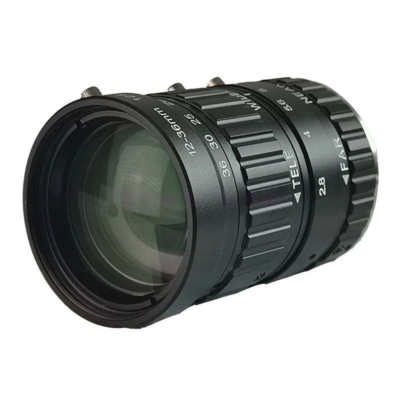 HD 5MP Zoom 12-36mm C-Mount Machine Vision Industrial Lens Without Distortion Professional Industrial Camera Lens