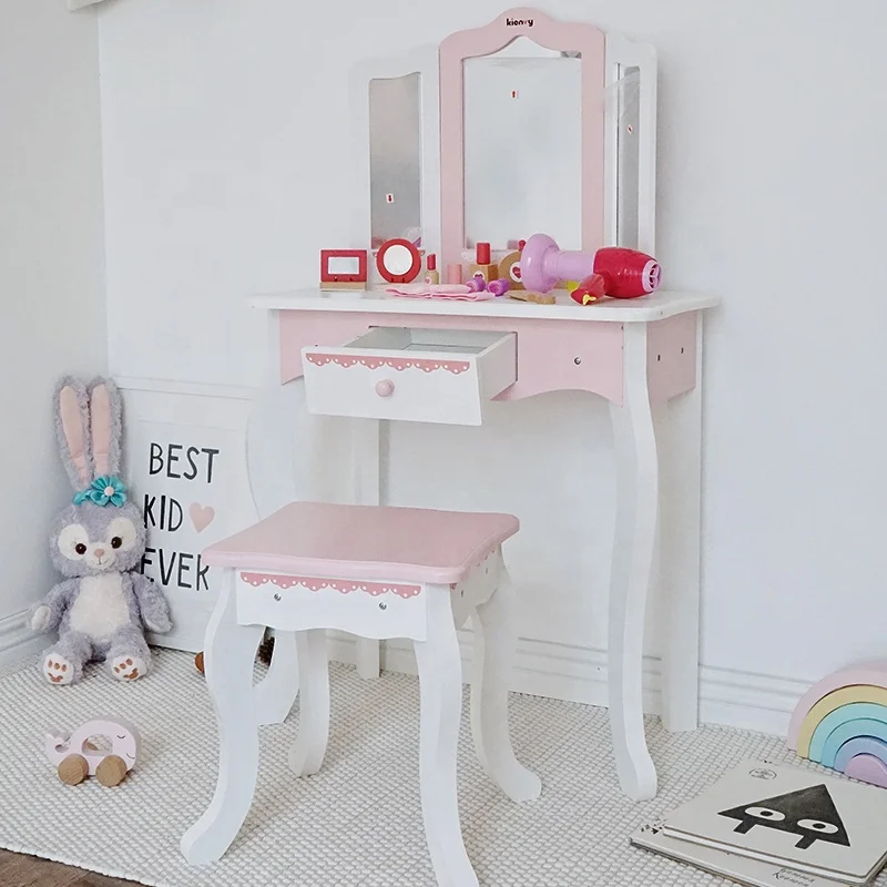 2021 new launched cheap kids bedroom sets play house toys dressing table indoor