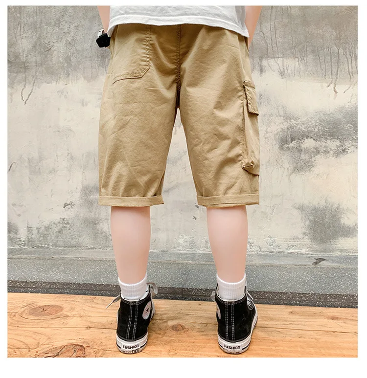 
5-15 Old Big Boy Shorts 100% Cotton Above Knee Durable Pocket Boys kids short children Cool Work Style Kids Shorts 