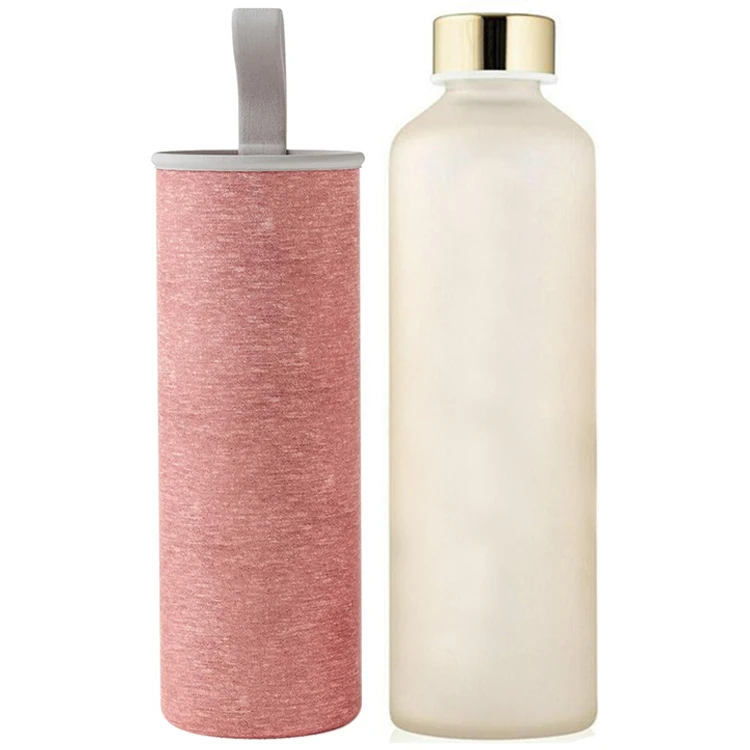 BPA free dishwasher safe eco-friendly motivational borosilicate 1000ml wholesale glass water bottles with bamboo lid