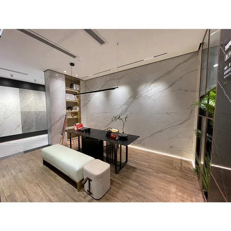 Big Slab 1200X2400 Sintered Stone Wall Format White Marble Tiles Floor Porcelain Glaze Large Slab Tiles For Floor