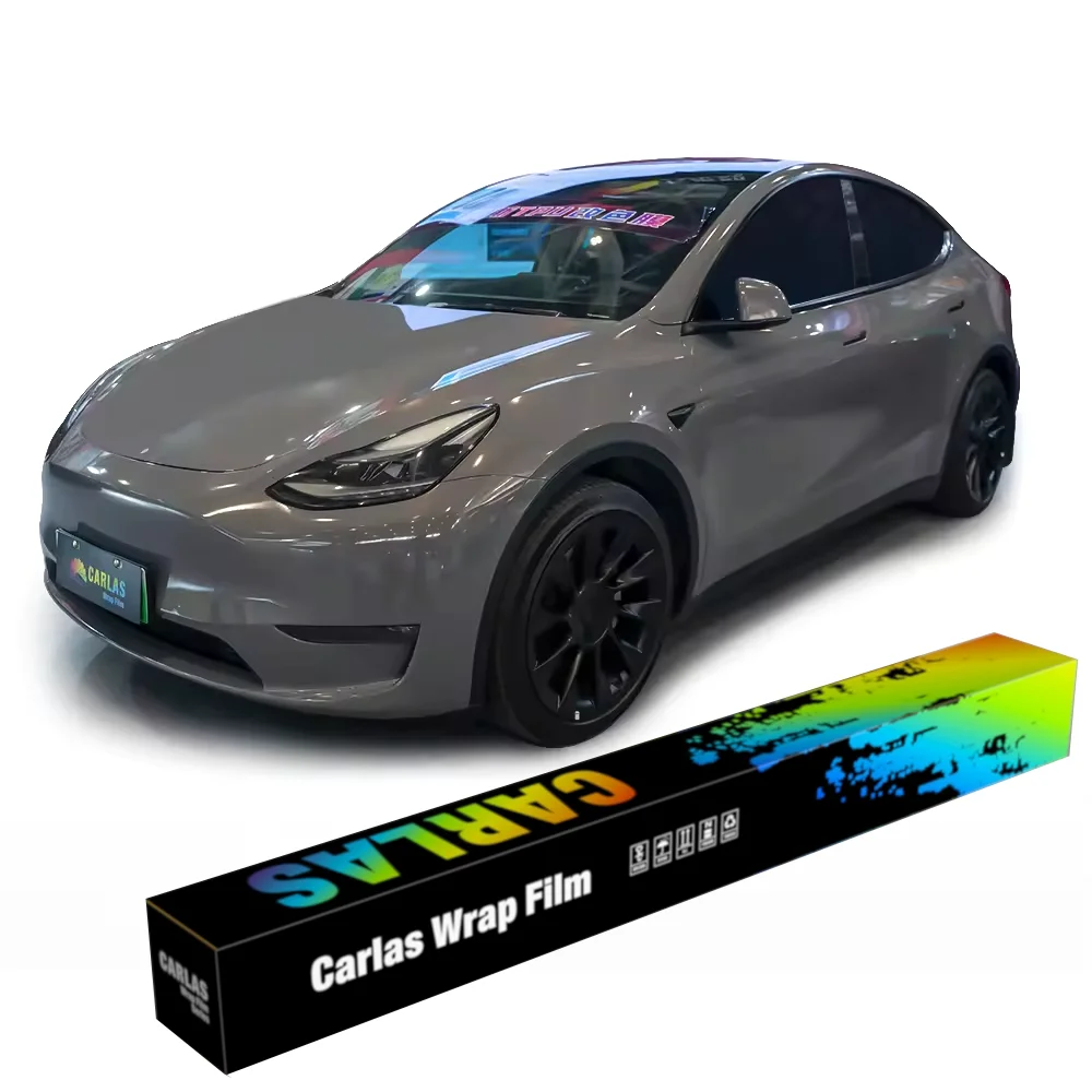 CARLAS Dry & Wet Pasting Self Healing PPF Silver Fox Gray Body Color Paint Protective Car Films TPU Colored PPF Wrapping Film