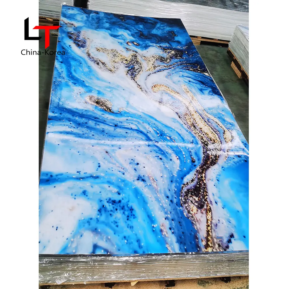 Longtime High Quality High Glossy Bright Color Flexible Wall Decorative Board UV PVC Marble Sheet