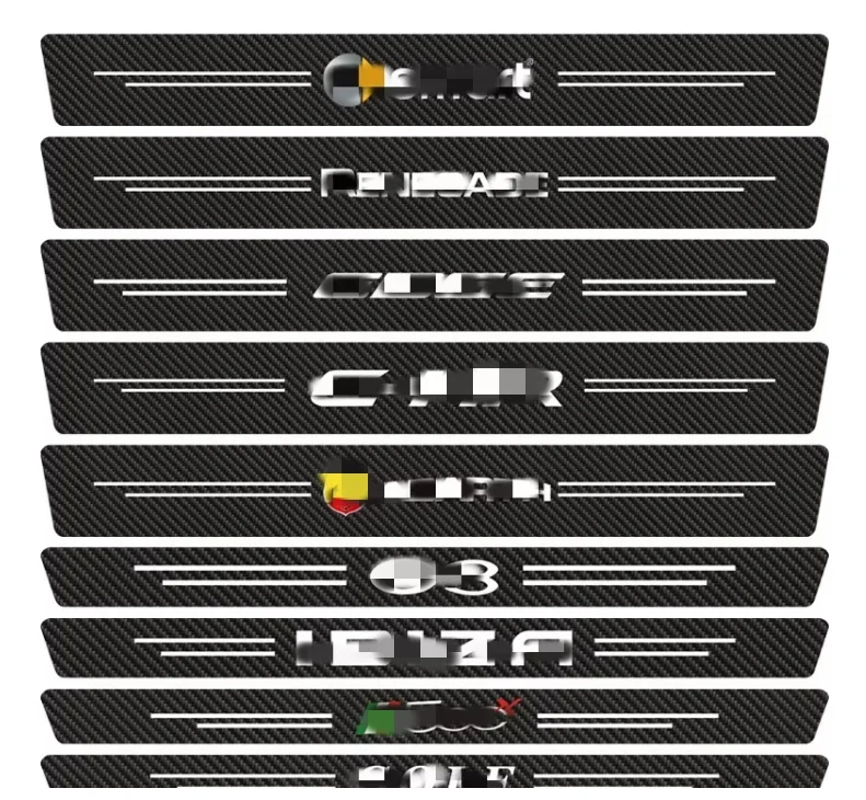 4pcs/set Logo Auto Door Threshold Protector Car Threshold Strip Carbon Fiber Car Stickers