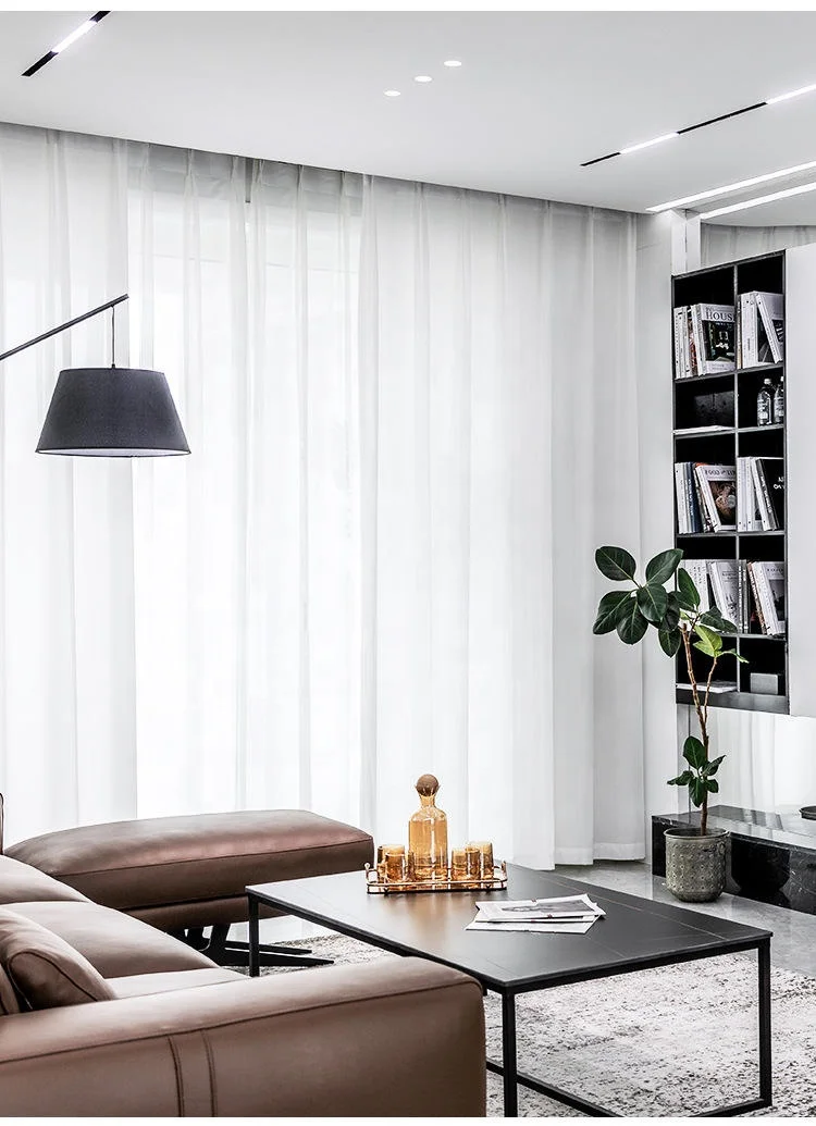 Bindi Ready Made White Silk Plain Curtain Solid Color Ruffles Living Room Sheer Curtains