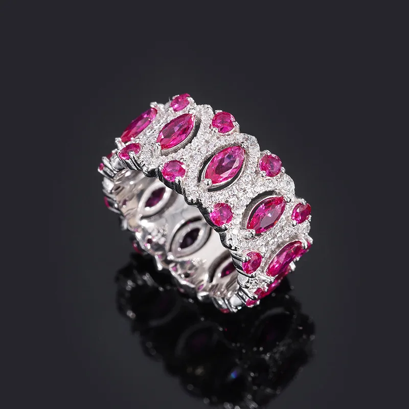 Factory Wholesale 925 Silver Ruby Red Gemstones Rings For Women Jewelry