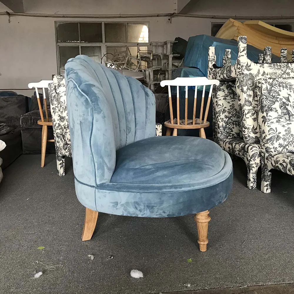 Modern Light Luxury Velvet Button Tufted Antique French Style Living Room Chair