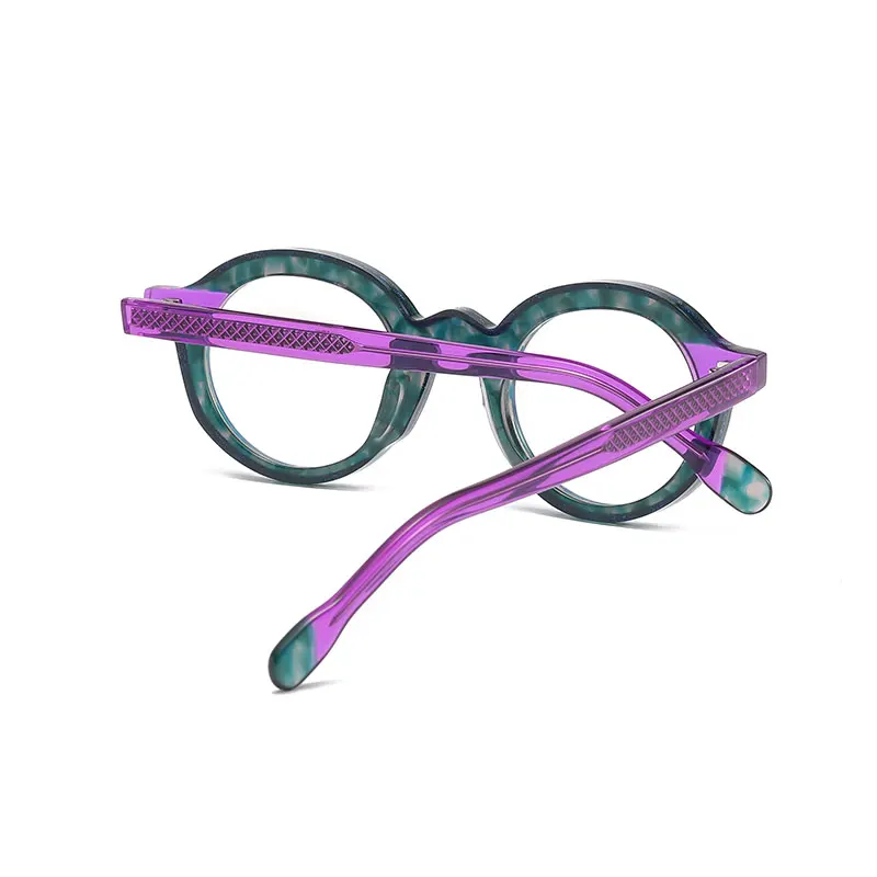 Bright Round Shape Vintage classic Optical Frames custom brand high quality Eyeglasses frame with Glitter powder decoration