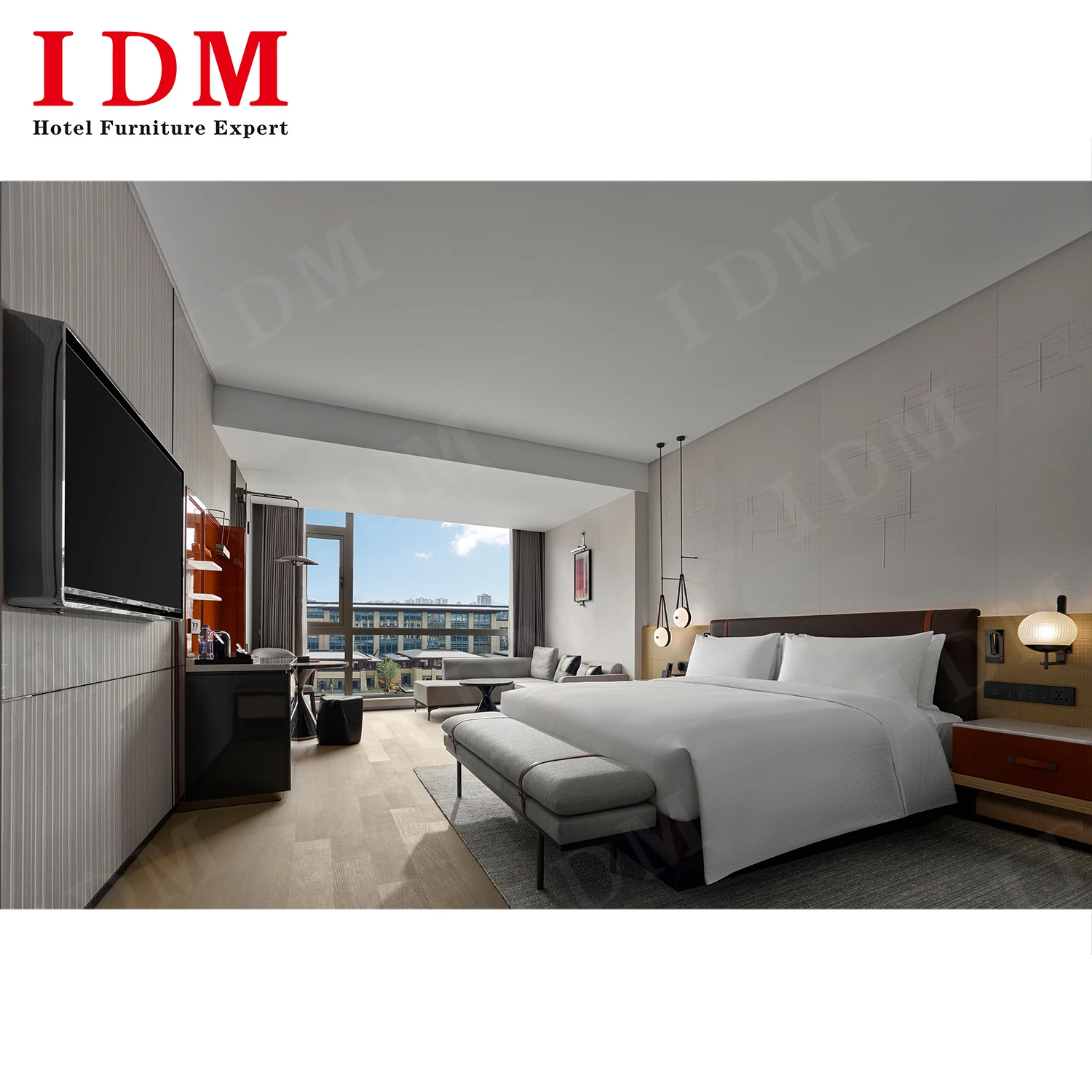 5 Star Hotel Wanda Vista Bedroom Set Modern DoubleTwin Room Hotel Room Customized Hotel Bedroom Furniture