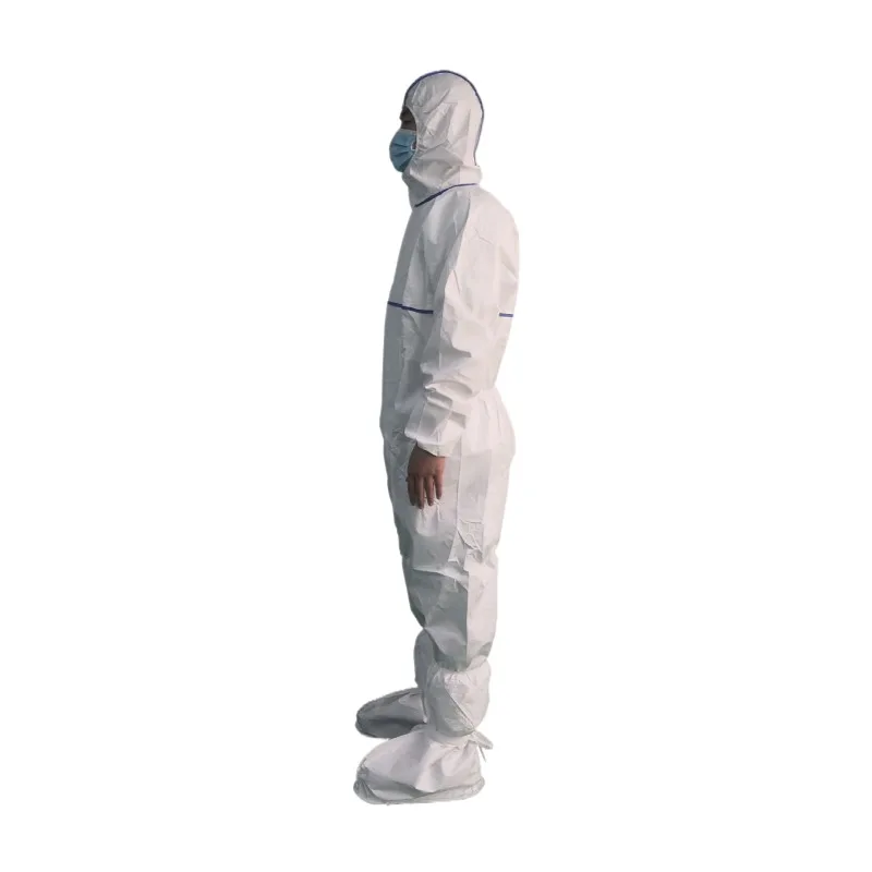 China Shandong Factory Type 5 6 Disposable Coverall Industry Asbestos Protection In Stock PPE Working Coverall
