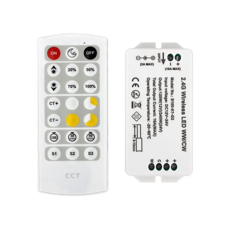 Hot sale Wireless RF 2.4G Dual Color CCT 3 Zone LED Controller for CCT LED Strip Light