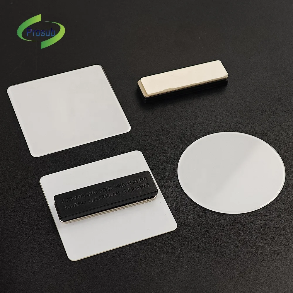 Prosub Sublimation Name Badge Blanks Sublimation Glass Fridge Magnet Custom Printing ID Tags Magnet Badges