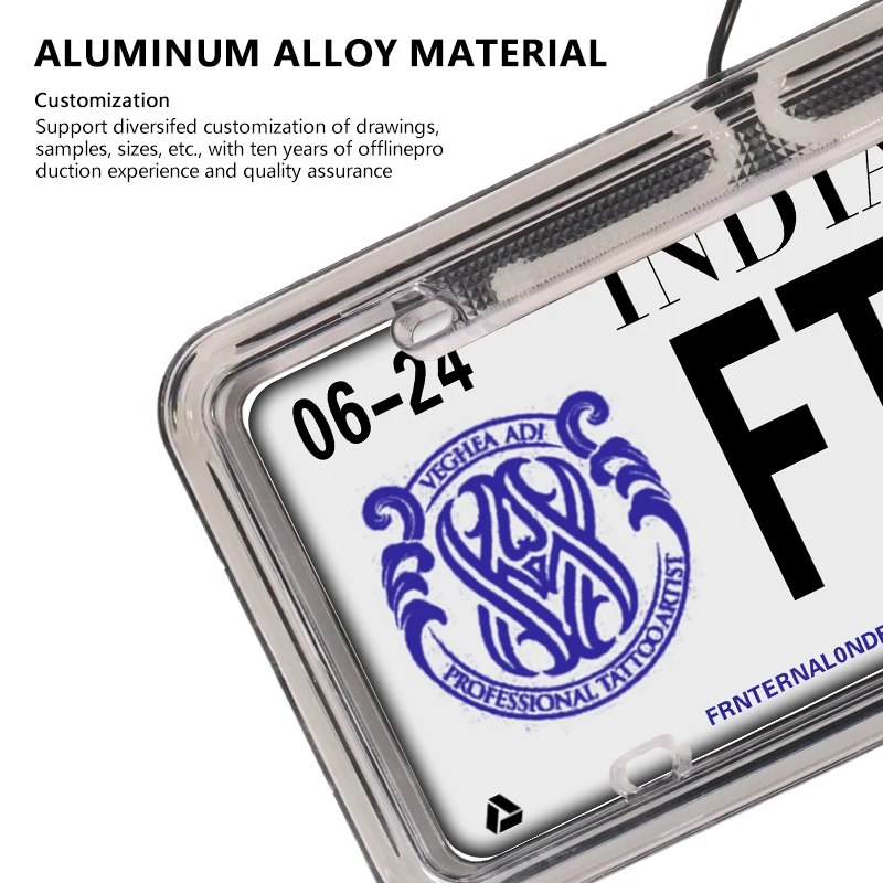 5 Colors 12V LED 60 Lights Universal Acrylic Plastic License Plate Cover Frame