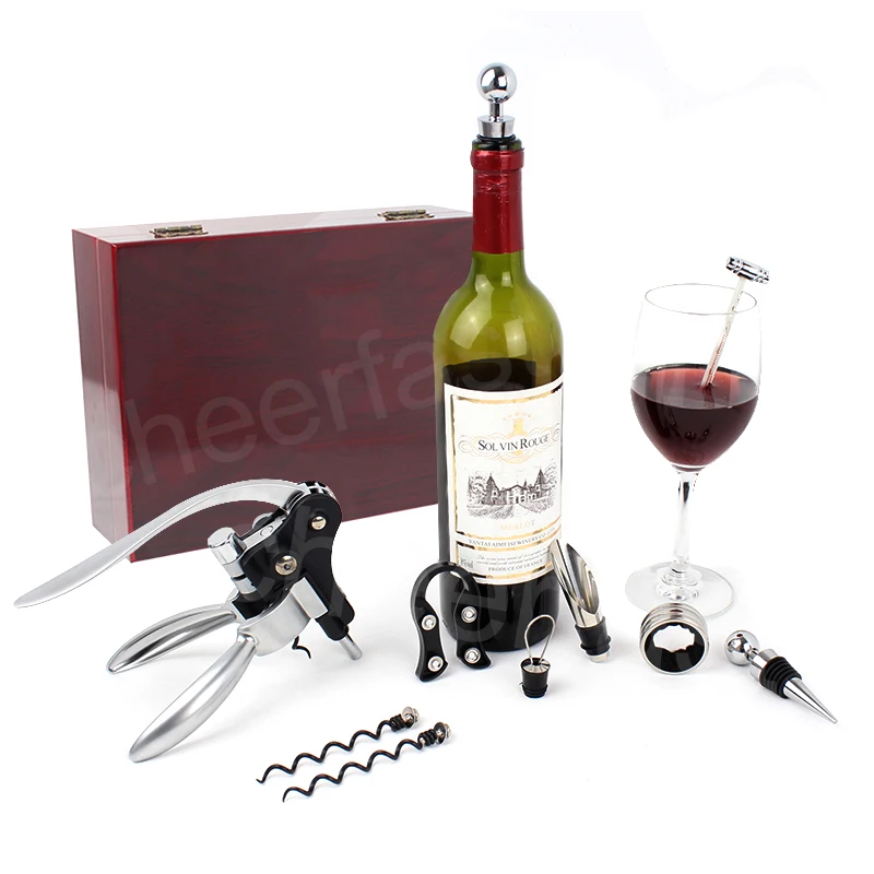 Quickly Shipment Wooden Box Opener Wine Tool Gift Set