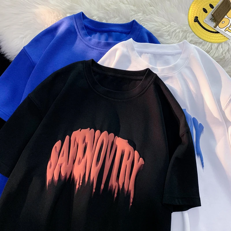 Wholesale Sublimation Blank Plain Cotton Tshirts Oversized Embossed Puff Printing Unisex T-shirt Clothing Manufacturers Custom